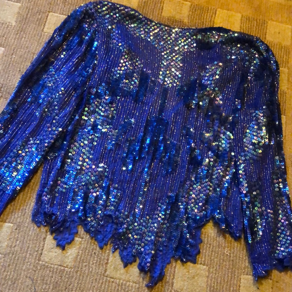 100% silk beaded sequin top!